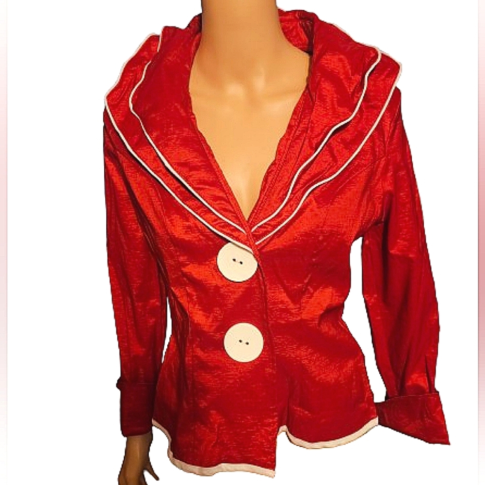 Design Today's vintage wired double collar red blazer size S NWT